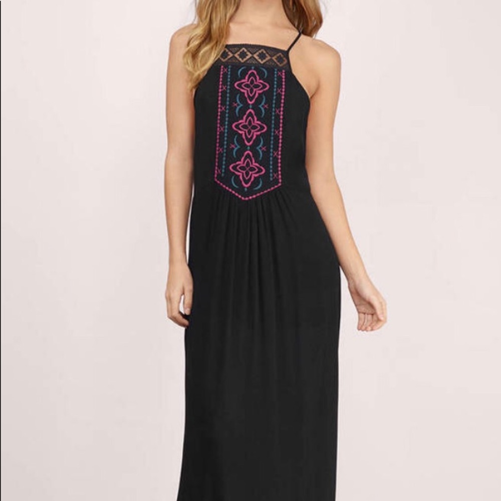 Black Embroidered Maxi Dress